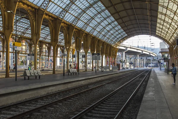 Niza Francia Octubre 2019 Estación Tren Gare Nice Perrons — Foto de Stock