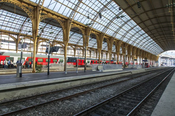 Niza Francia Octubre 2019 Estación Tren Gare Nice Perrons — Foto de Stock