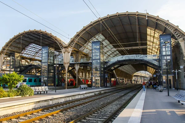 Nizza Frankreich Oktober 2019 Gare Nice Bahnhof Perrons — Stockfoto