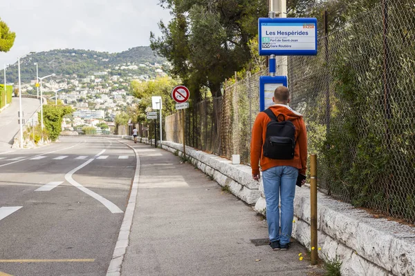 Villefranche Sur Mer Francia Ottobre 2019 Pittoresca Strada Montagna Lungo — Foto Stock