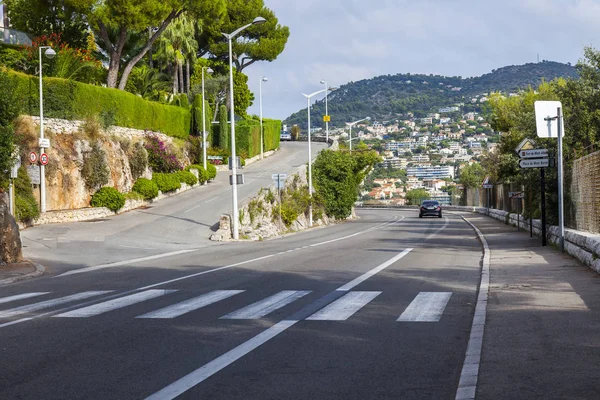 Villefranche Sur Mer França Outubro 2019 Estrada Pitoresca Montanha Longo — Fotografia de Stock