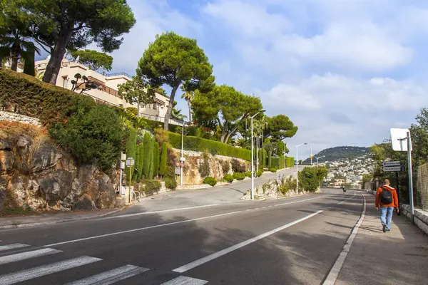 Villefranche Sur Mer France October 2019 Picturesque Mountain Road Sea — Stock Photo, Image
