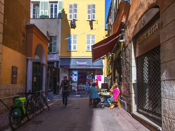 Nicea Francja Października 2019 Piękna Malownicza Ulica Starym Mieście Zespół — Zdjęcie stockowe