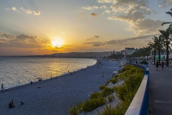 Nice France October 2019 Picturesque Sunset Mediterranean Sea — Stock Photo, Image