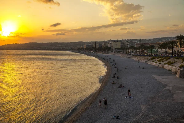 Nice France October 2019 Picturesque Sunset Mediterranean Sea — Stock Photo, Image