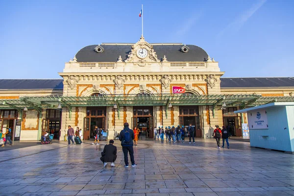 Nice France October 2019 Facade Gare Nice Railway Station Building — Stock Photo, Image
