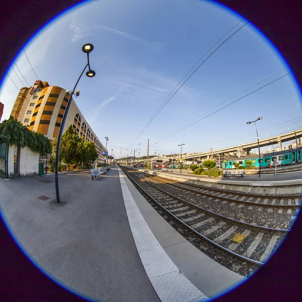 Nice France Οκτωβρίου 2019 Περόνες Του Σιδηροδρομικού Σταθμού Γκαρ Ντε — Φωτογραφία Αρχείου