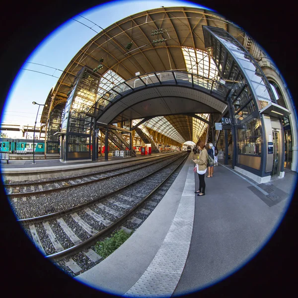 Niza Francia Octubre 2019 Perrons Estación Tren Gare Nice Vista — Foto de Stock