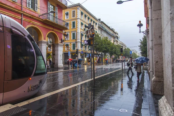 Nice France October 2019 City Central Street One Main Transportation — Stock Photo, Image