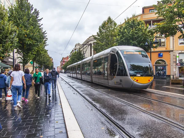 Pěkné Francie Října2019 Centrální Ulice Města Jedna Hlavních Dopravních Dálnic — Stock fotografie