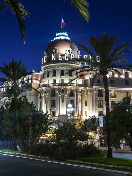 Nice Francia Ottobre 2019 Famosa Promenade Des Anglais Argine Illuminazione — Foto Stock