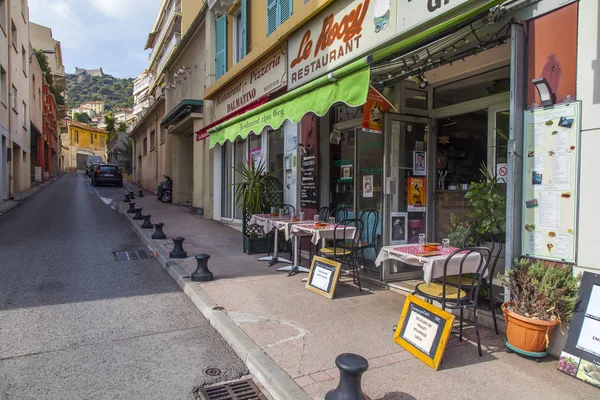 Villefranche Sur Mer France October 2019 Picturesque Cafe City Street — Stock Photo, Image