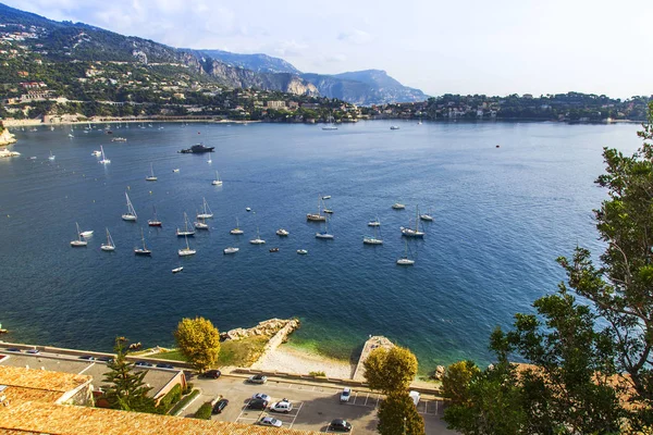 Villefranche Sur Mer Frankrijk Oktober 2019 Landschappelijk Uitzicht Baai Stadsgebouwen — Stockfoto