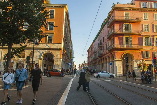 Nice France October 2019 City Central Street One Main Transportation — Stock Photo, Image