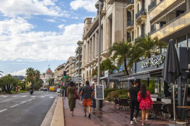 Güzel, Fransa, 10 Ekim 2019. Şehir manzarası. Promenade des Anglais rıhtım mimari topluluğu