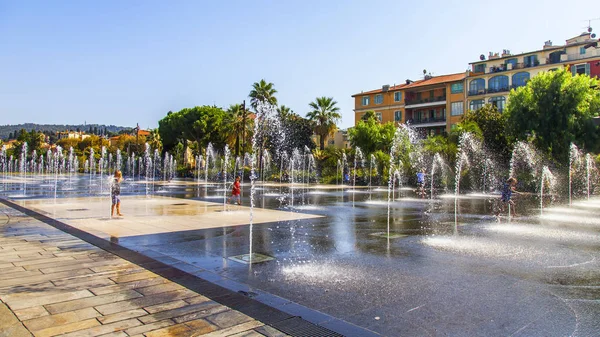 Nice France October 2019 Picturesque Park Paillon Promenade Dancing Fountain — Stock Photo, Image