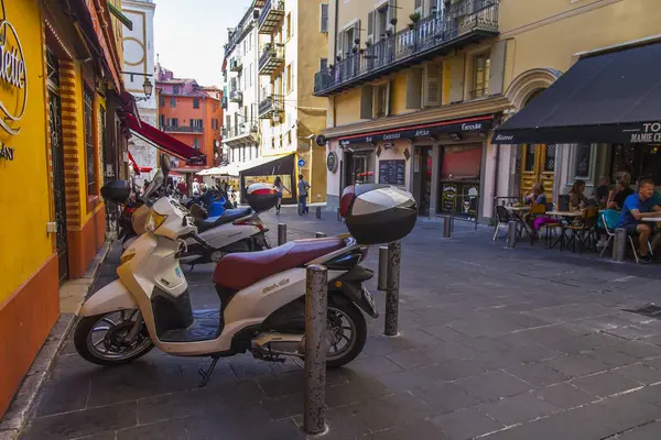 Nice França Outubro 2019 Fragmento Conjunto Arquitetônico Rua Cidade Velha — Fotografia de Stock