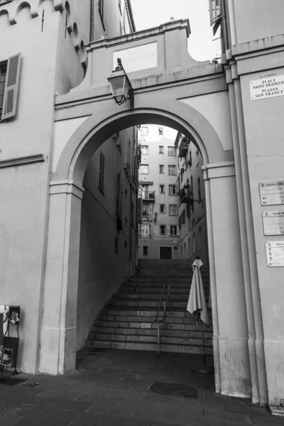 Nice França Outubro 2019 Fragmento Conjunto Arquitetônico Rua Cidade Velha — Fotografia de Stock