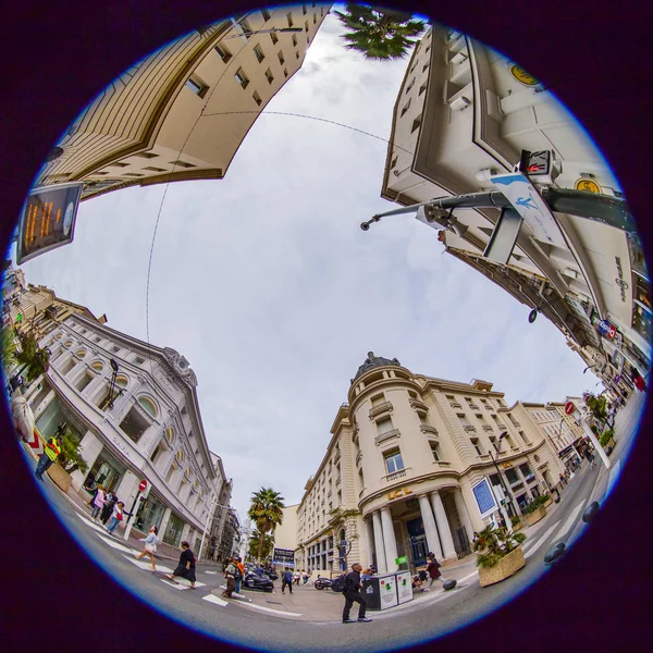 Cannes Francia Octubre 2019 Vista Ciudad Una Las Calles Comerciales — Foto de Stock