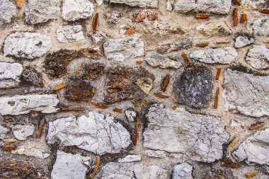 Eski bir taş gözenekli duvarın yüzeyi