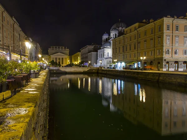 Triest Włochy Sierpnia 2019 Roku Malowniczy Widok Panoramiczny Canal Grande — Zdjęcie stockowe