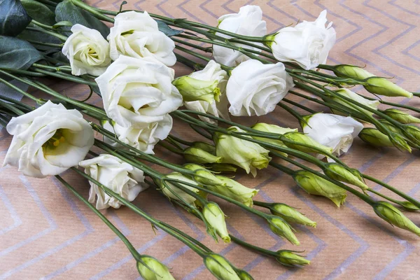 Bouquet Beautiful White Lysiantus Table — Stock Photo, Image