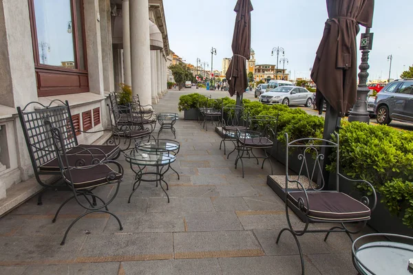 Trieste Italien Augusti 2019 Pittoreska Gatucaféet Vid Havet — Stockfoto