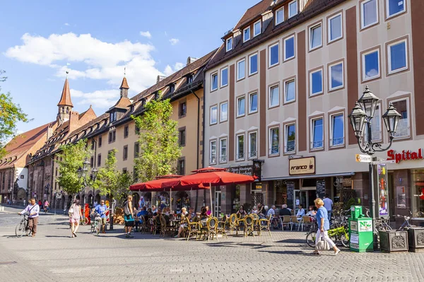 Nürnberg Tyskland Den Augusti 2018 Vacker Utsikt Över Staden Människor — Stockfoto