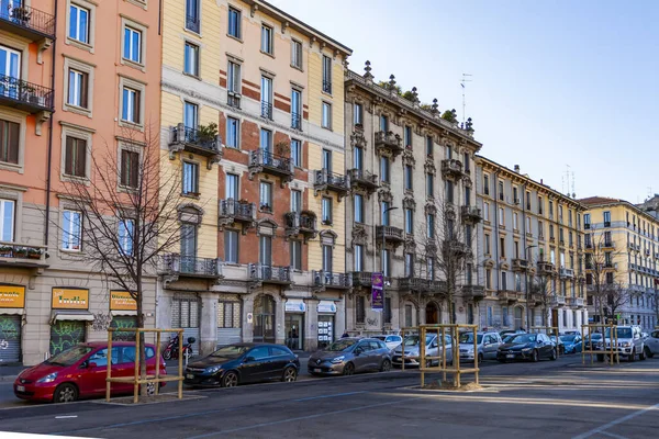 Milán Italia Febrero 2020 Típica Vista Urbana Edificio Histórico — Foto de Stock