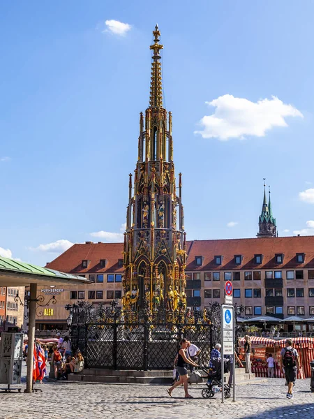 Nuremberg Germany August 2018 Most Famous Fountain City Beautiful Schner — Stock Photo, Image