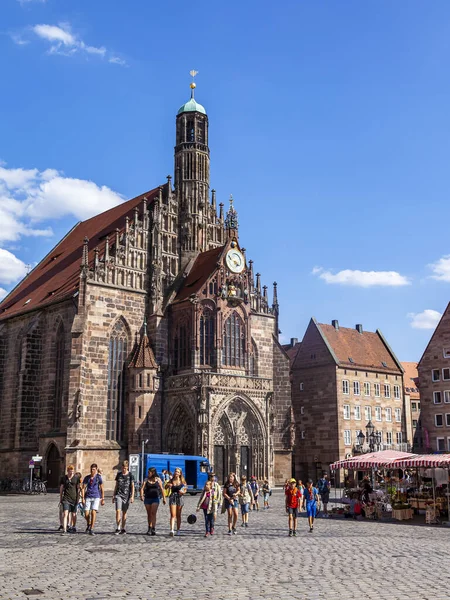 Nuremberg Allemagne Août 2018 Eglise Vierge Marie Fragment Architectural Façade — Photo