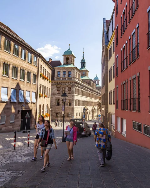 Nürnberg August 2018 Schöne Aussicht Auf Die Stadt Altbauten Der — Stockfoto