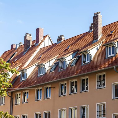 Nürnberg, Almanya, 21 Ağustos 2018 tarihinde. Eski şehirde tipik bir mimari kompleksin bir parçası