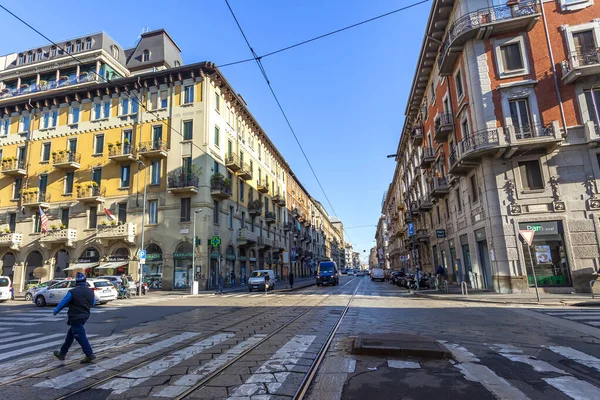 Milán Italia Febrero 2020 Típica Vista Urbana Edificio Histórico — Foto de Stock