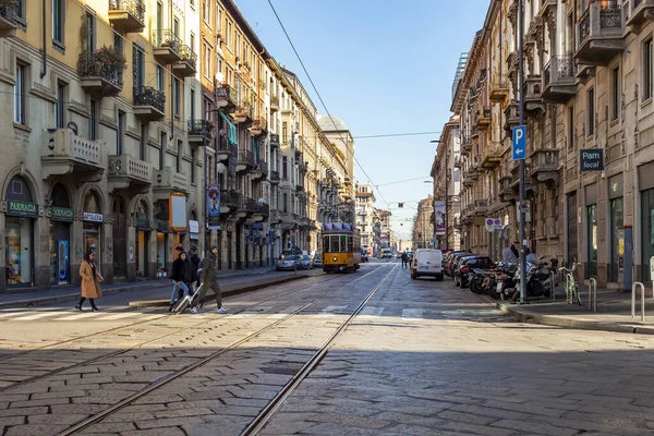 Милан Италия Февраля 2020 Года Типичный Вид Город Историческом Здании — стоковое фото