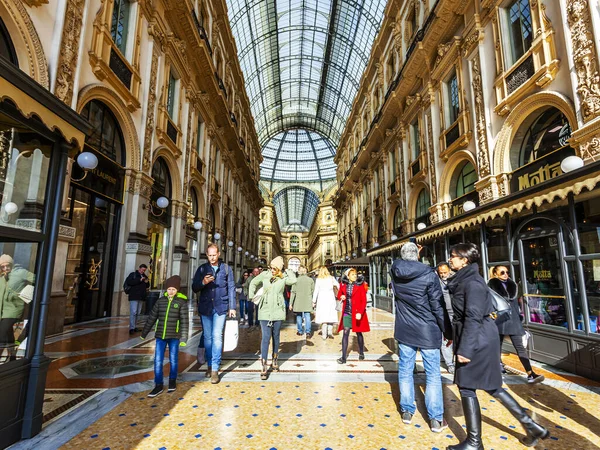 Milaan Italië Februari 2020 Het Historische Winkelcentrum Galleria Vittorio Emanuele — Stockfoto
