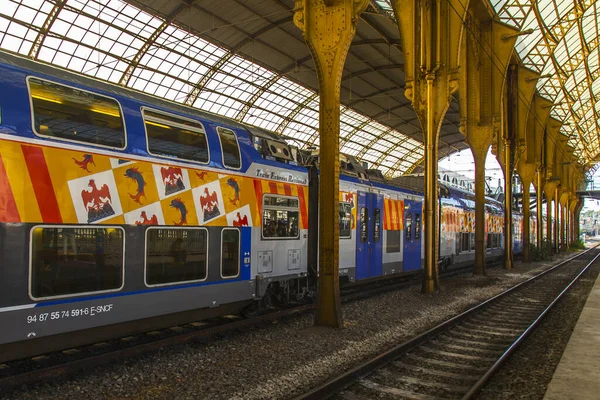 Nizza Frankreich Oktober 2019 Gare Nice Bahnhof Perrons — Stockfoto