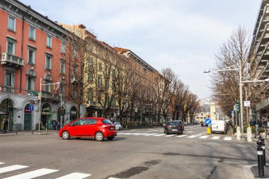Bergamo, İtalya, 16 Şubat 2020. Tarihi yapı alanındaki tipik şehir manzarası. 
