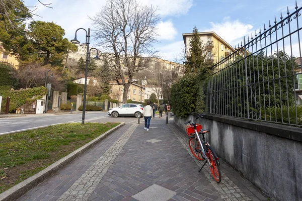 Bergamo Italien Februari 2020 Typisk Utsikt Över Staden Det Historiska — Stockfoto