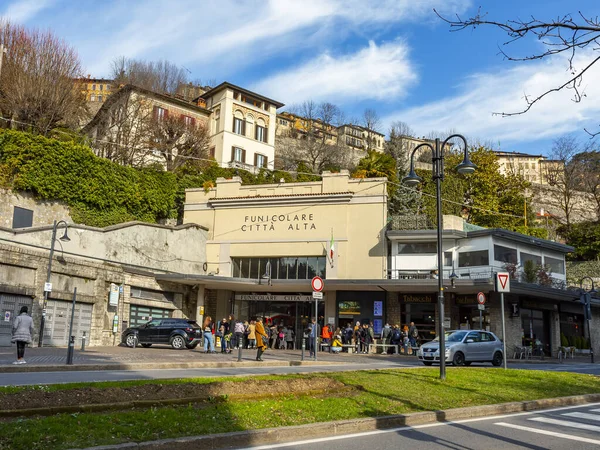 Bérgamo Italia Febrero 2020 Vista Urbana Típica Zona Del Edificio — Foto de Stock