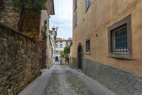 Bergamo Italy February 2020 Picturesque Narrow Street Upper Town Citta — Stock Photo, Image