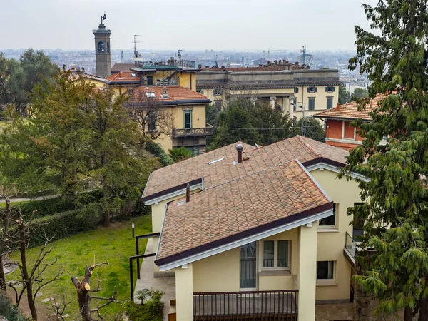 Bérgamo Italia Febrero 2020 Vista Panorámica Desde Muralla Ciudad Ciudad —  Fotos de Stock