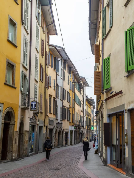 Bergamo Italy February 2020 Picturesque Narrow Street Lower City Citta — Stock Photo, Image