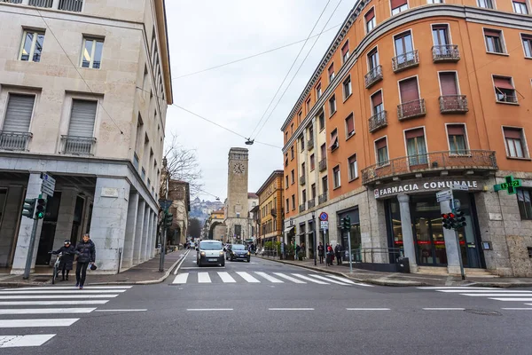 Bergamo Italien Februari 2020 Pittoreska Smala Gatan Lower City Citta — Stockfoto