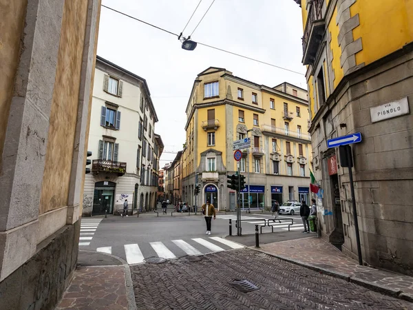 Bergamo Italien Februar 2020 Malerische Gasse Der Unterstadt Citta Bassa — Stockfoto
