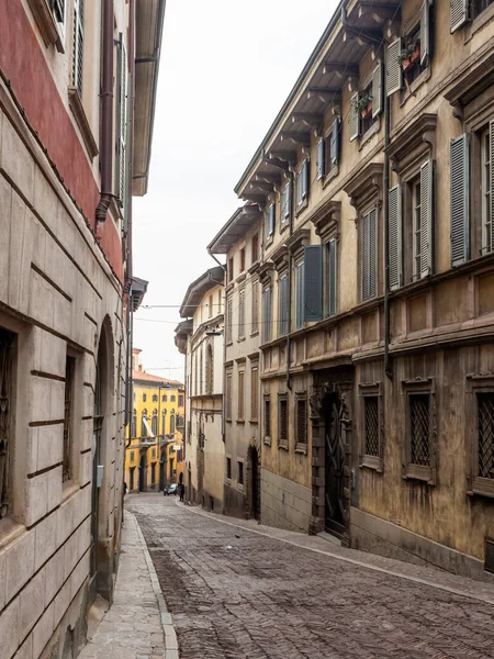 Bergamo Italy February 2020 Picturesque Narrow Street Lower City Citta — Stock Photo, Image