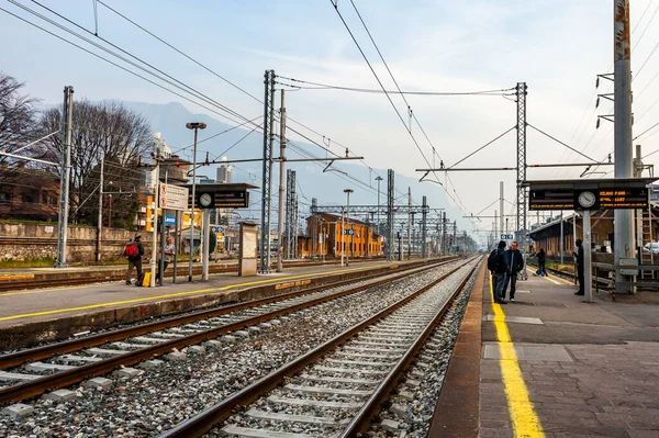 Lecco Italy February 2020 Platform Train Station — Stock Photo, Image