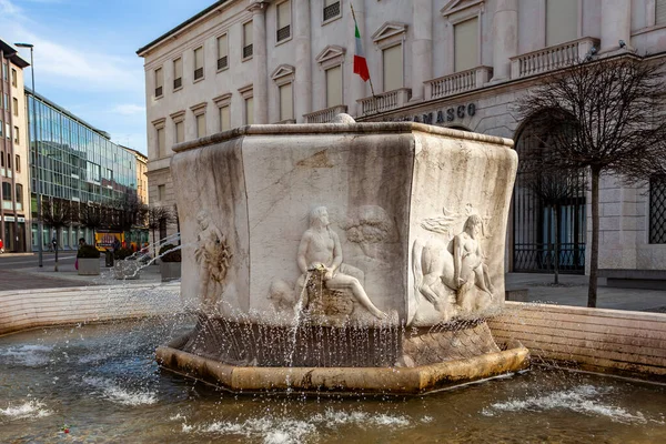 Bergamo Italy February 2020 Beautiful Fountain Historic City — Stock Photo, Image