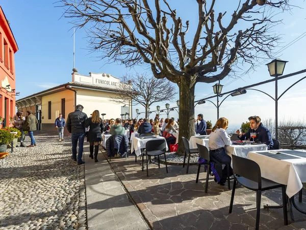 Bergamo Olaszország 2020 Február Egy Vonzó Kávézó Történelmi Városban — Stock Fotó