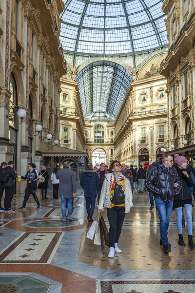 Milan Italy February 2020 Historic Galleria Vittorio Emanuele Milanese Shopping — Stock Photo, Image